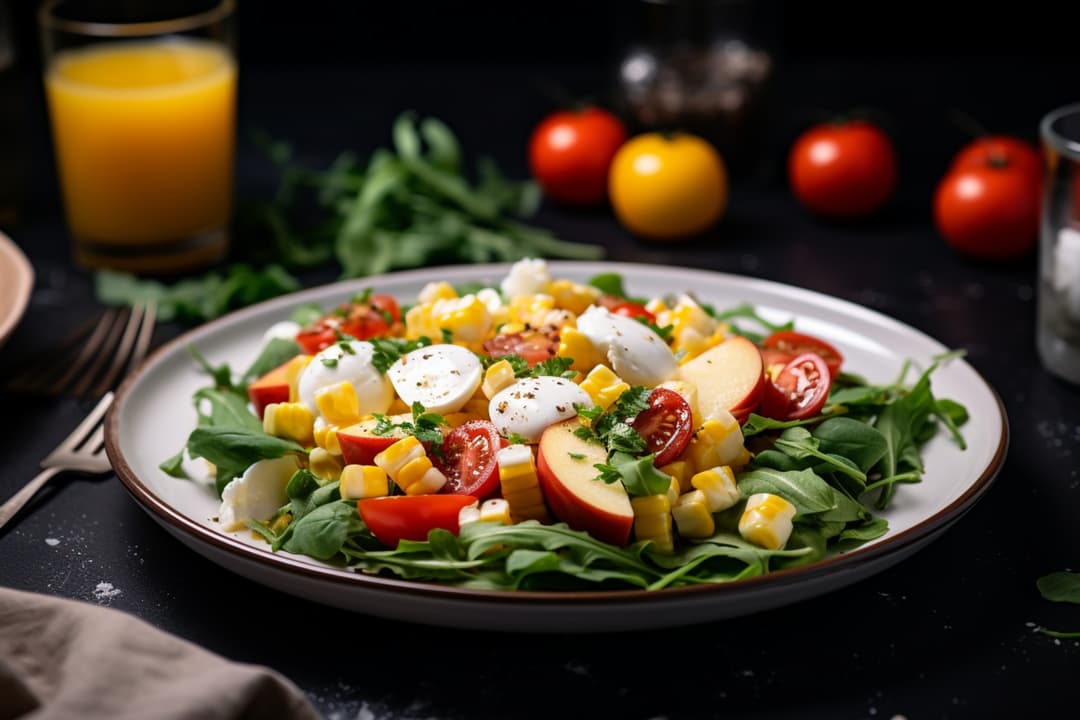 Salade tomate, mozzarella et pommes